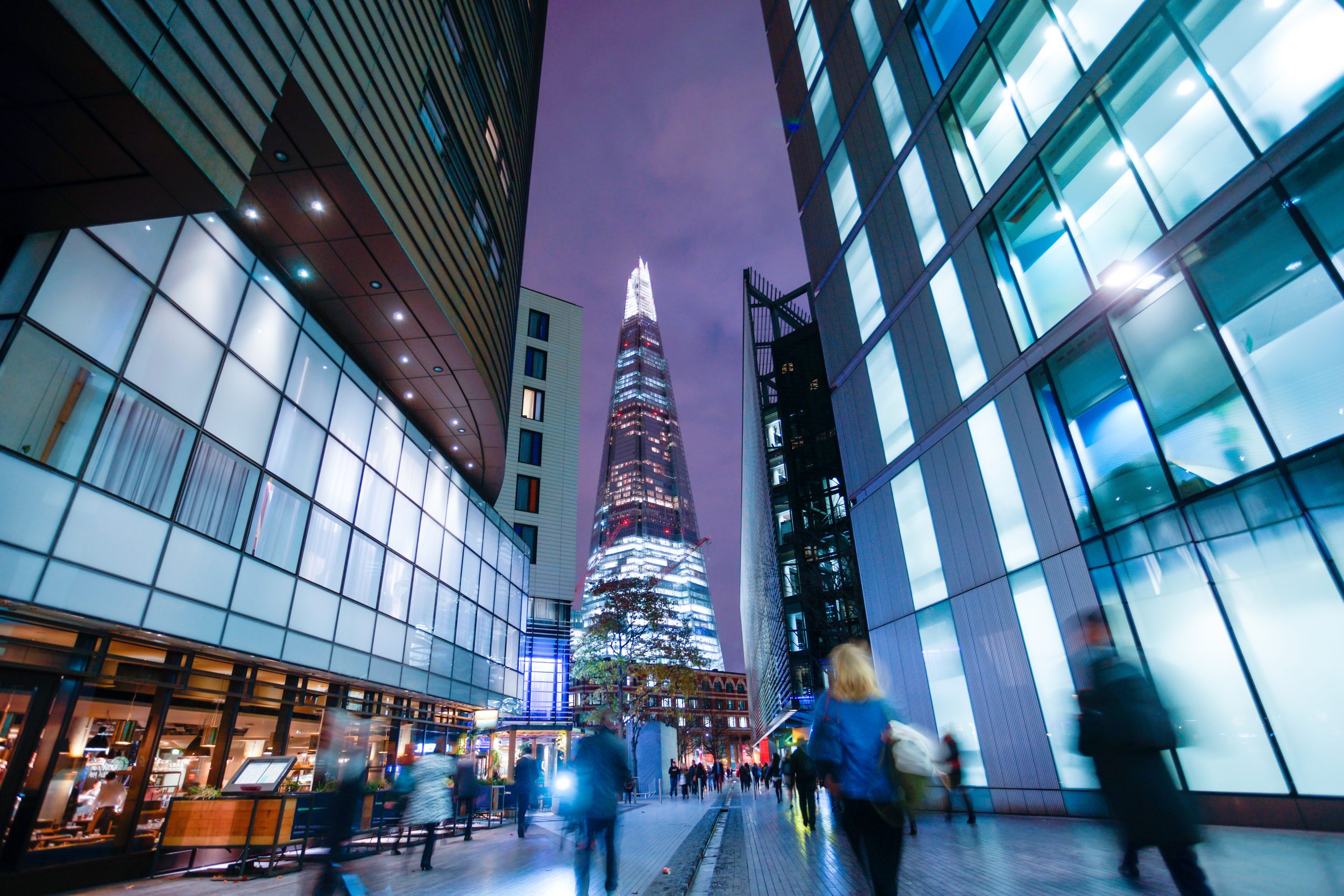 A view of the Shard, in London, at night