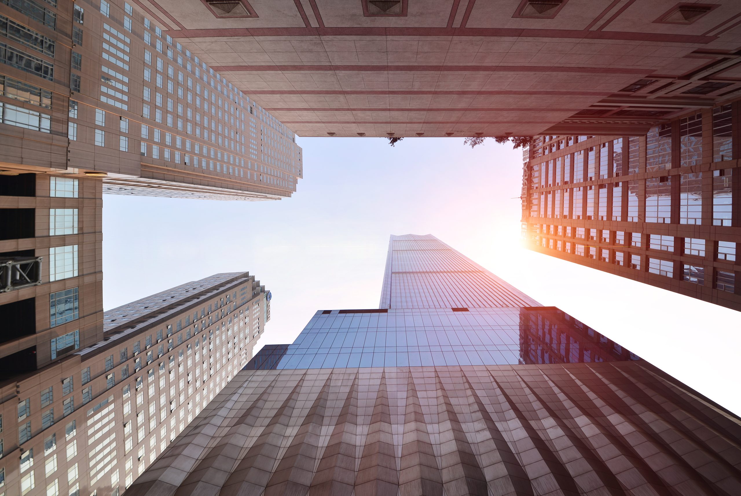 A glass skyscraper office building