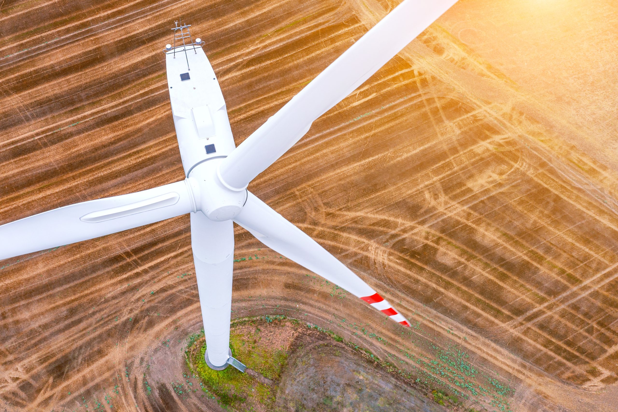 Aerial view of a wind turbine